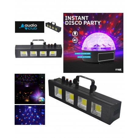 Stroboscope a LED cob 4 × 20 w audio club + astro ball magic dj ball 6 × LED 1 w boule lumineuse LED discoball astro