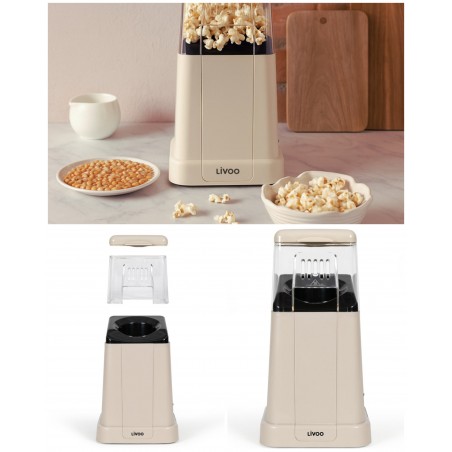 MACHINE A POP-CORN électrique 1 200 W Beige Réalise du pop-corn en seulement 2 à 4 minutes