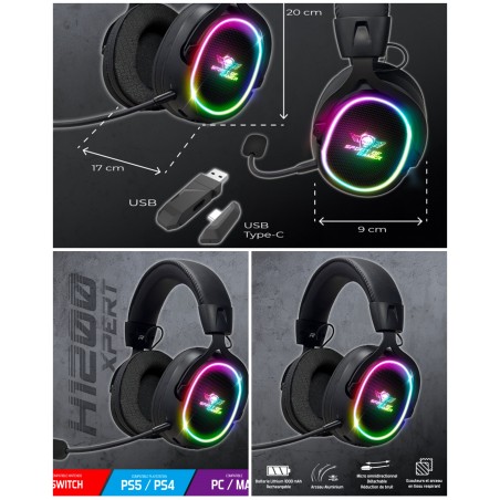 Casque gamer Sans fil Bluetooth RGB XPERT H1200 7.1 Virtual Surround compatible PC Switch-PS5 – PS4