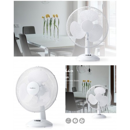 Ventilateur de table 40 cm 3 Vitesses Oscillation 45 W Hauteur réglable blanc