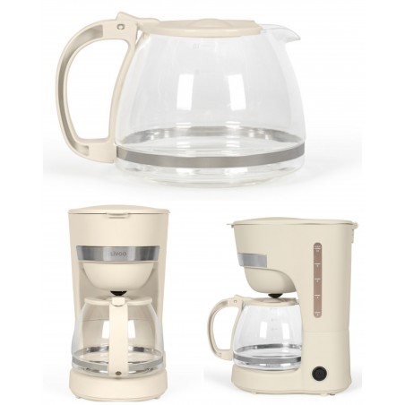 Cafetière électrique Carafe en Verre BEIGE 1,25 L TASSES 750 W Fonction Maintien au chaud, Système anti-gouttes