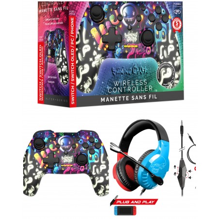Casque PC gaming Pro-H3 – manette SWICH 2 RGB Sans fil Bluetooth noir Shining Graff
