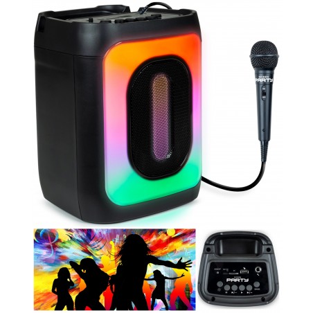 Enceinte Bluetooth 5.3 – karaoké PARTY – Effets LED RGB – USB – micro SD enceinte portable + micro filaire