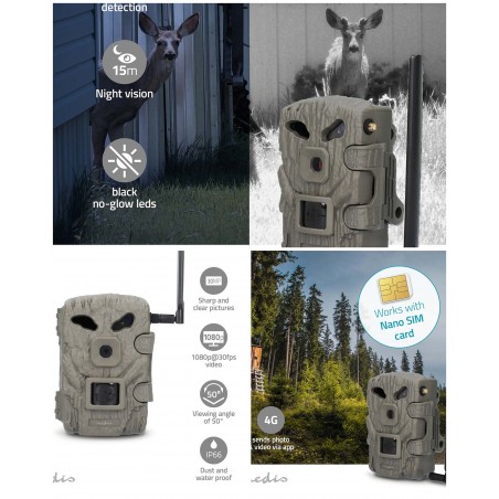 Caméra de chasse faune nocturne 5MP IP66 4 g 1080P – Camouflage Nature – Portée 20 m – Angle 50°
