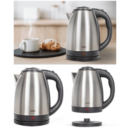 Bouilloire – Inox – Inox grise – 1,8 L – Sans Fil – 1 500 W – Arrêt Automatique
