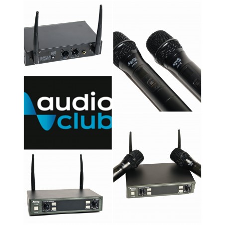 Double Micros-Main sans fil UHF, 2 canaux, 2 micros-main, 617.000 MHz, 663.000 MHz