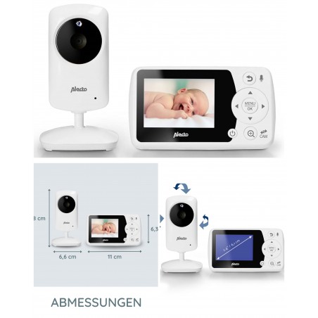 Moniteur vidéo pour bébé-Baby phone avec écran couleur 2,4 pouces blanc Extensible jusqu'à 4 caméras