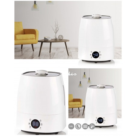 Humidificateur d'air 110 W, Avec Brume Refroidissante, 5,5 L blanc / gris