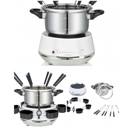 Appareil à fondue électrique 2 L 1 200 W 8 Personnes Plateau tournant avec coupelles à sauce en acier inoxydable