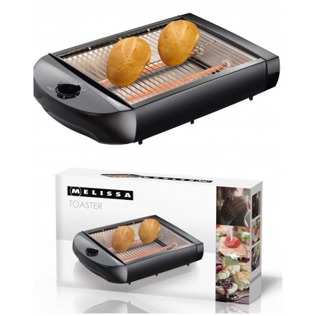 grille-pain à plat avec tiroir ramasse-miettes amovible 600 W noir