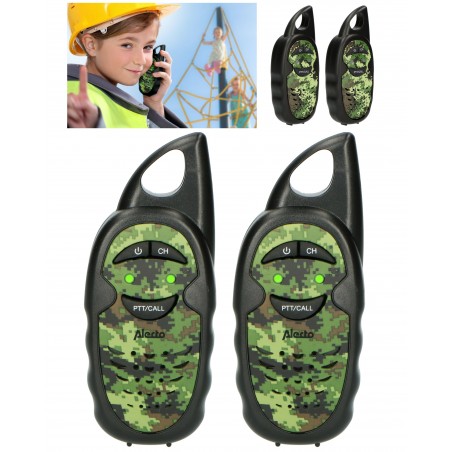 2 Talkies-walkies pour enfants portée jusqu'à 3 kilomètres vert – Camouflage 3 canaux