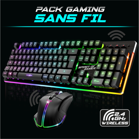 Pack gamer Sans fil – clavier, souris, casque – RGB – 4 800 ppp – 120 heures-casque gamer – H1200 – Bluetooth
