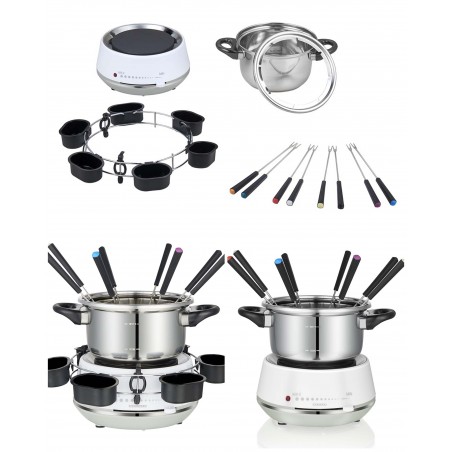 Appareil à fondue électrique blanche – NEDIS – 2 L – 8 personnes – Acier inoxydable – 1 200 W