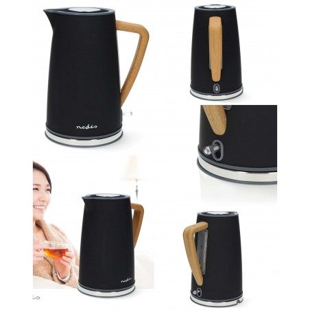 Bouilloire noire Soft Touch 1,7 L 2 200 W Protection Ebullition