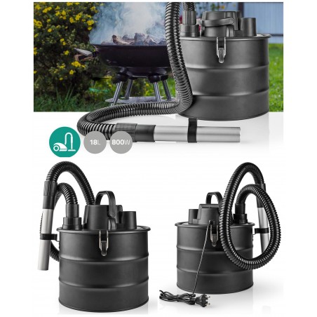 Aspirateur à cendres chaudes et froides – 18 L – 800 W – Filtre HEPA