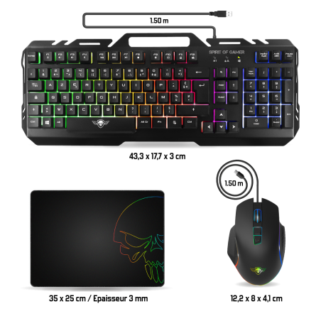 Pack gamer Spirit of gamer Pro-mk5 souris RGB + clavier RGB + tapis souris