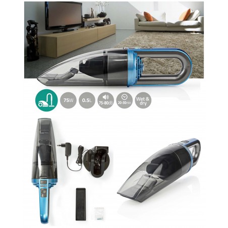 Aspirateur à Main 500 ml – rechargeable – Humide et Sec – avec une buse d'aspiration humide