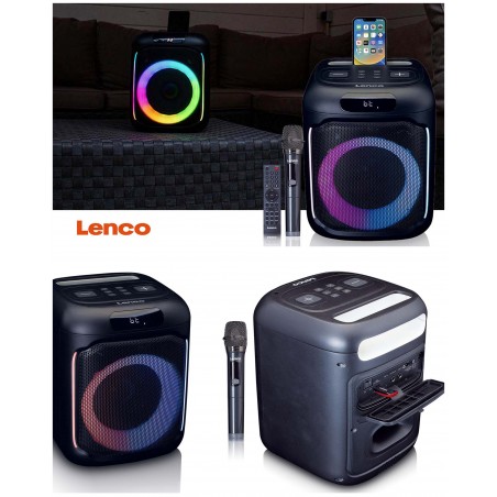 Enceinte portable Bluetooth sur batterie – karaoké – Autonomie 14 h – LED RGB – TWS-micro sans fil + télécommande