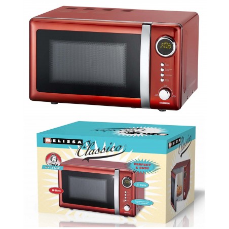 Four à micro-ondes rouge Chili vintage – Métallique – 20 L – 700 W – 5 Programmes Automatiques