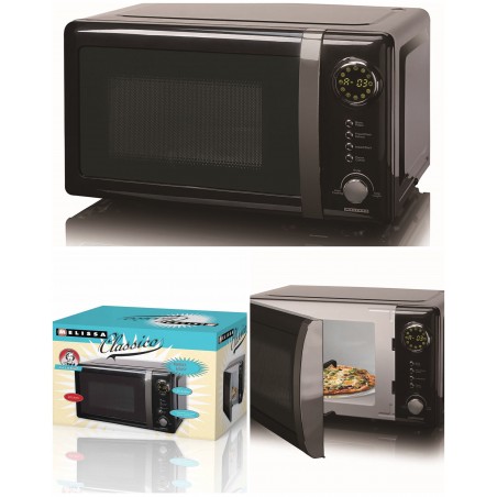 Four à micro-ondes noir vintage grill électronique 20 L 700 W noir Métallique