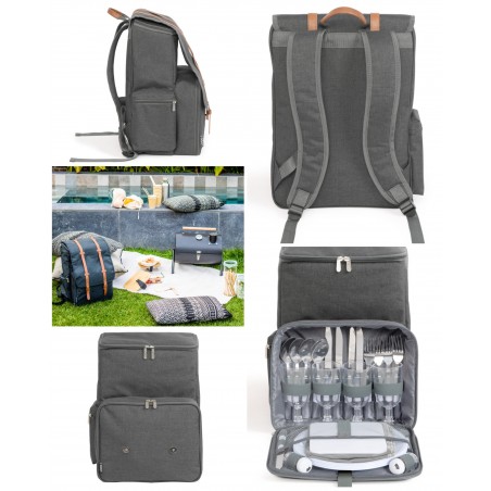 Sac à dos pique-nique – Isotherme 4 personnes – Grand compartiment principal isotherme – 29 accessoires inclus