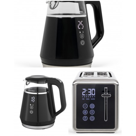 Pack déjeuner – Bouilloire électrique Digitale noire 1 L 1 100 W + grille-pain Inox Digital 850 W Inox