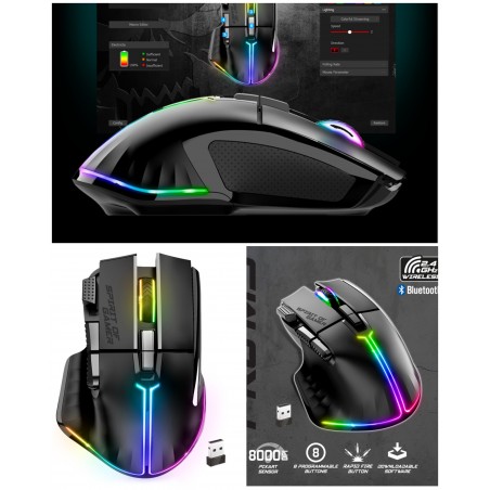 Souris sans fil gamer – Spirit of gamer – Pro-M5 – 8 000 ppp – 8 Boutons – RGB