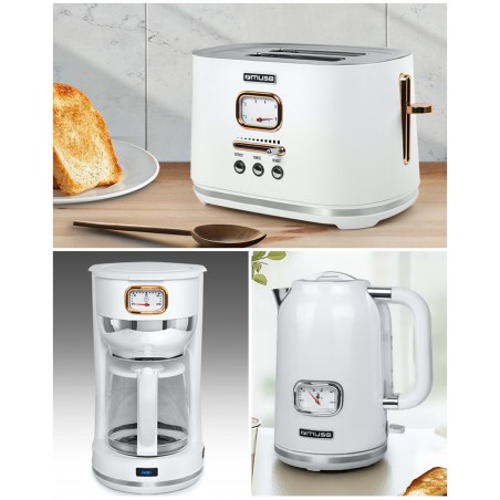 Cafetière vintage 1,4 L 1 000 W – grille-pain rétro 2 TRANCHES 1 800 W – Bouilloire vintage 1,7 L – 2 200 W – Sans fil