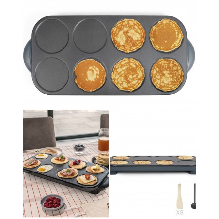 Crêpière Mini crêpes et Pancakes 1 500 W – Revêtement antiadhésif – 8 crêpes Thermostat automatique