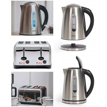 Bouilloire Inox automatique – 1,7 L – 2 200 W – grille-pain Inox 4 fentes