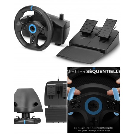Volant de jeu PS5, PS4, Nintendo Switch 2, Switch, Xbox Series X, S, Xbox One et PC – 270° rotation-casque PS5
