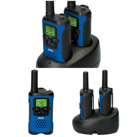 Set de 2 talkies-walkies deux radios bidirectionnelles portée jusqu'à 7 kilomètres bleu / noir-8 canaux