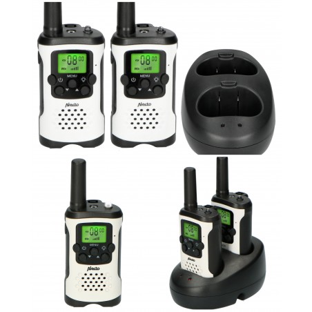 Set de 2 talkies-walkies deux radios bidirectionnelles portée jusqu'à 7 kilomètres blanc / noir-8 canaux