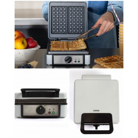 Gaufrier électrique – 1 200 W – Revêtement antiadhésif – Poignée Isolante – Thermostat ajustable