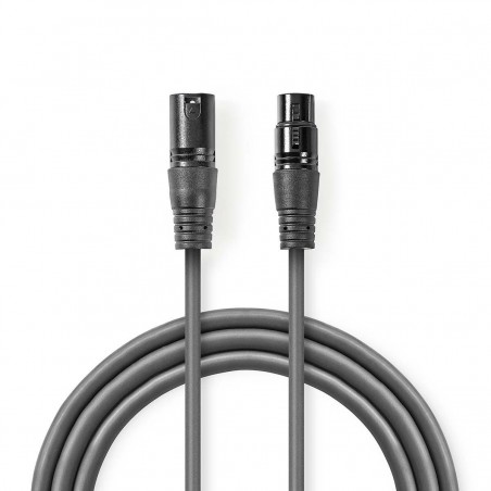 Câble Audio XLR Symétrique | XLR Mâle à 3 Broches - XLR Femelle à 3 Broches | 0,5 m | Gris