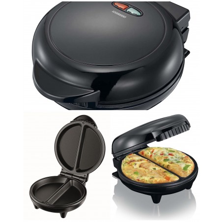 Appareil à Double omelette 750 W noir avec plaques antiadhésives thermostat réglable