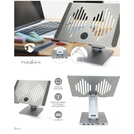 Support pour Ordinateur portable Aluminium – SD micro SD – USB-C et 3 × ports USB3.0
