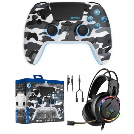 Pack manette PS5 White Camo – Pro H3 – Bluetooth – casque gamer – Compatible PS4/PS5/Xbox/PC