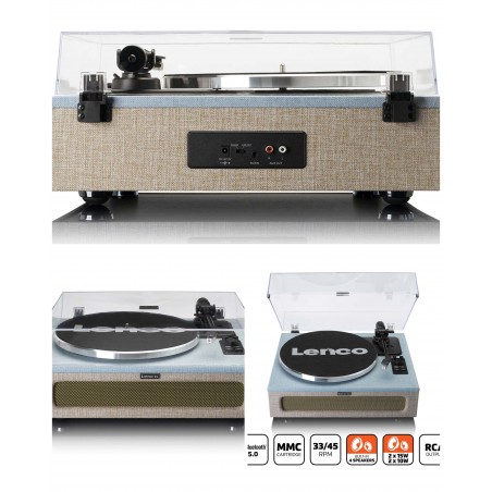 Platine Bluetooth rétro vintage – 4 haut-parleurs intégrés et réception couleur bleu et Taupe haute qualité