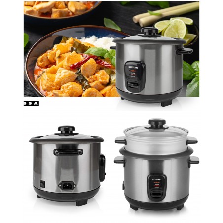 Cuiseur à Riz Inox 1 L 400 W Revêtement antiadhésif Panier vapeur – Fonction maintien au chaud