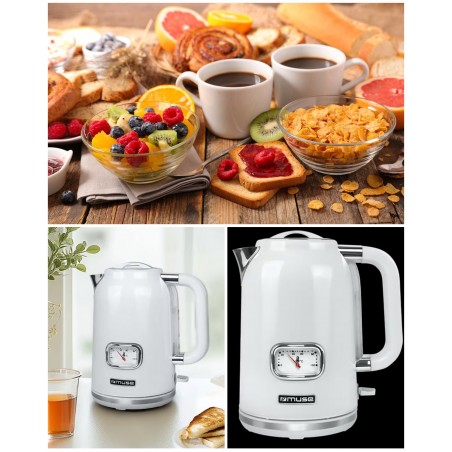 Bouilloire rétro vintage 2 200 w 1,7 l 2 200 w sans fil blanche