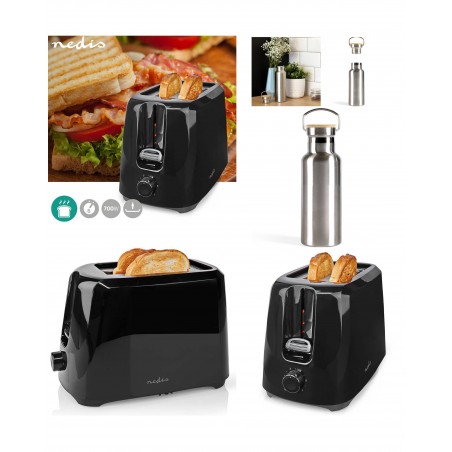 GRILL PAIN à Deux fentes 700 W pour griller les tartines de pain couleur noir