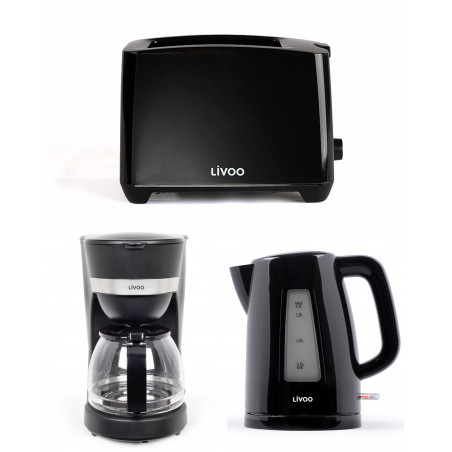 Bouilloire électrique 1,7 L – 2 200 W – grille-pain 2 Fentes 750 W – Cafetière