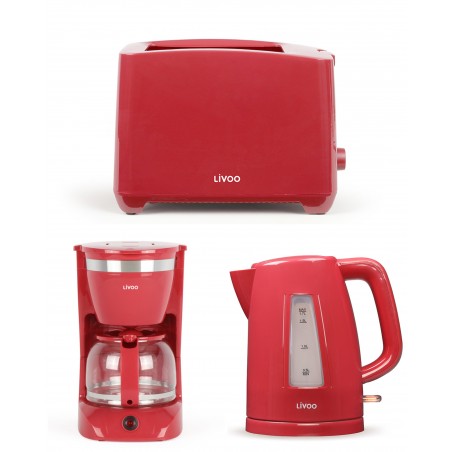Bouilloire électrique 1,7 L – 2 200 W – grille-pain 2 Fentes 750 W – Cafetière