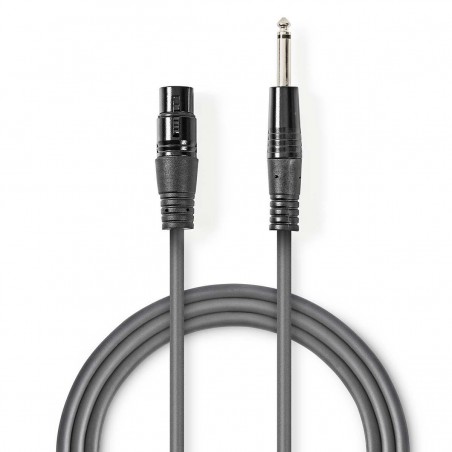 Câble Audio XLR Asymétrique | XLR Femelle à 3 broches - 6,35 mm Mâle | 5,0 m | Gris