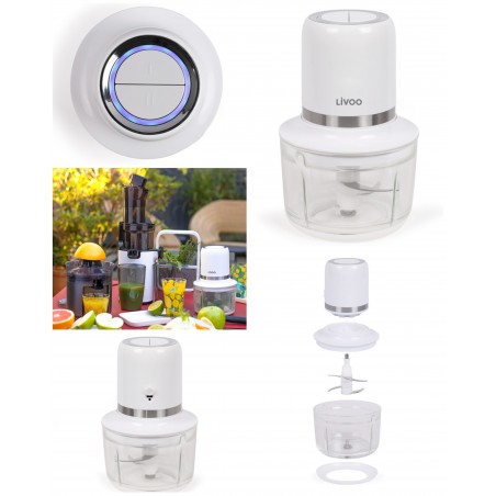 Hachoir électrique 1,2 L sans fil 200 W – Bol en verre
