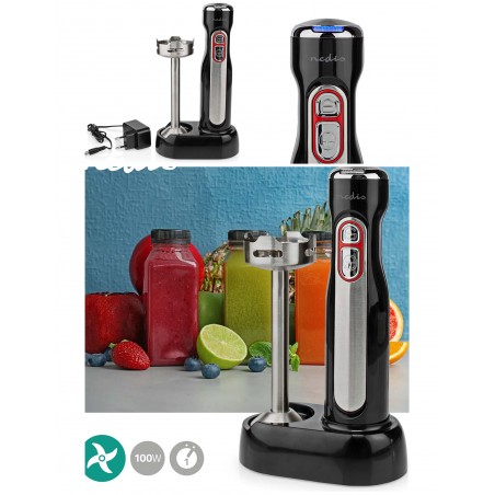 Mixeur Plongeant Inox noir 100 W – Lame en acier Inoxydable – Support de charge mixeur