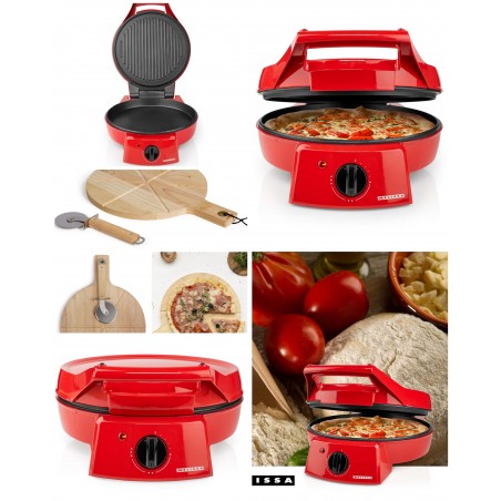 Four à Pizza 1 800 W rouge – tartes – Grill – Plancha – Pierre antiadhésif – pancakes – omelettes – quiches