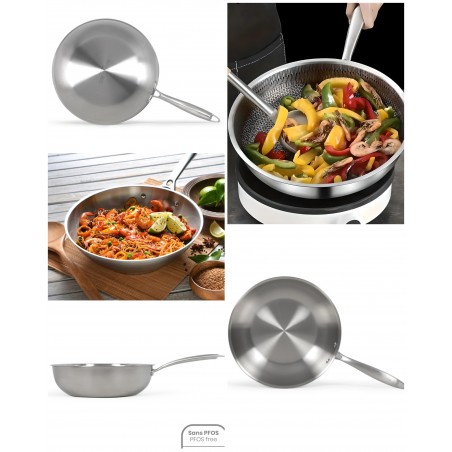 Wok en acier inoxydable 28 cm – Durable dans le temps