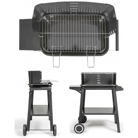 Barbecue Acier noir à charbon – tablette Surface de cuisson 48,5 cm x 28,8 cm